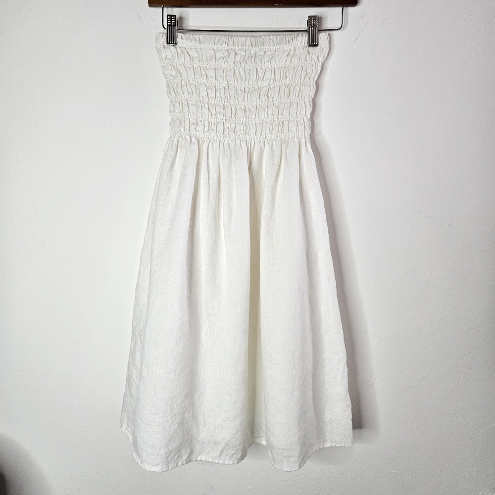 Rails Women's Selena Linen Midi Skirt White Tiered Smocked Size XS